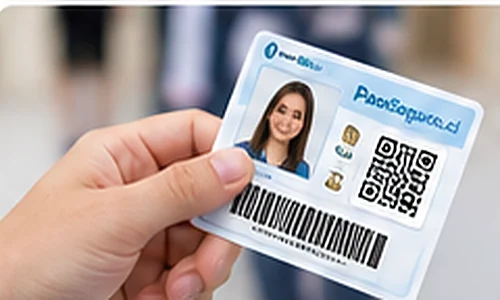 Imagen ilustrativa creada con IA de una credencial escolar con código QR.