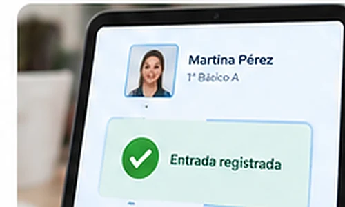 Imagen ilustrativa creada con IA de una pantalla de registro escolar.